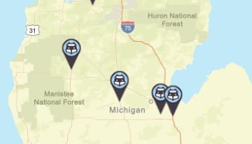 Mi Drive map showing snowplow location.