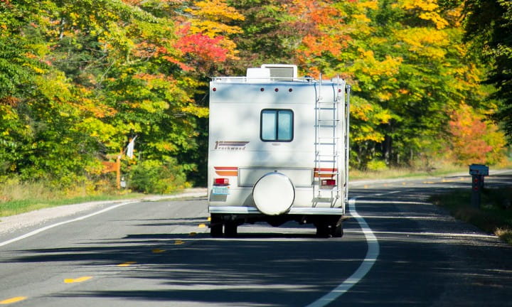 A camper on US-123 in Luce County.