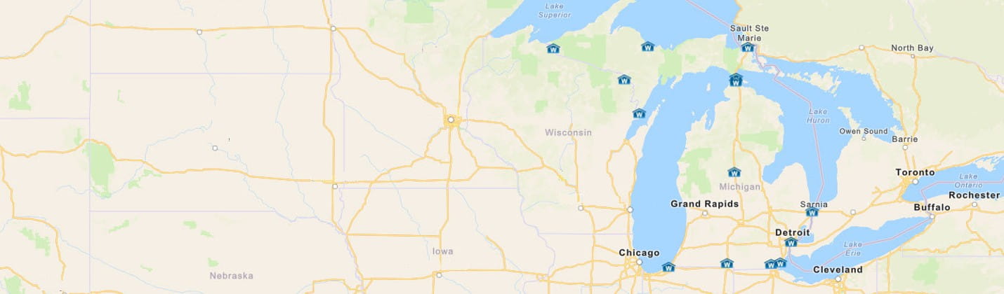 Michigan welcome center map.