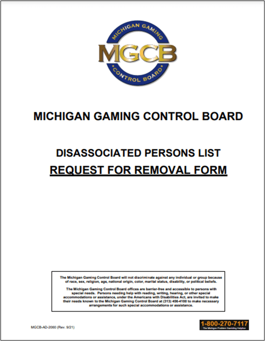 Disassociated Persons List Request for Removal Form Cover Image