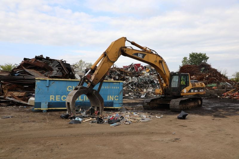 Destruction of illegal gaming machines at a junkyard in Detroit