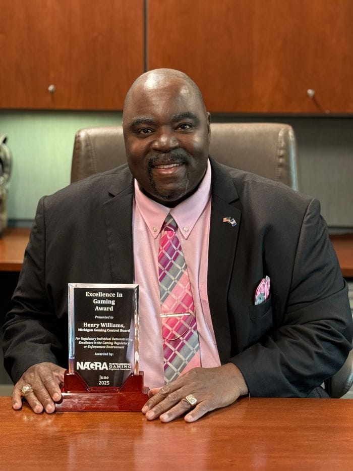 MGCB Executive Director Henry Williams receives the 2025 NAGRA Excellence in Gaming – Individual Award