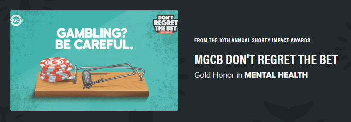 MGCB Don't Regret the Bet Recognized with Shorty Impact Award Gold Honor in Mental Health