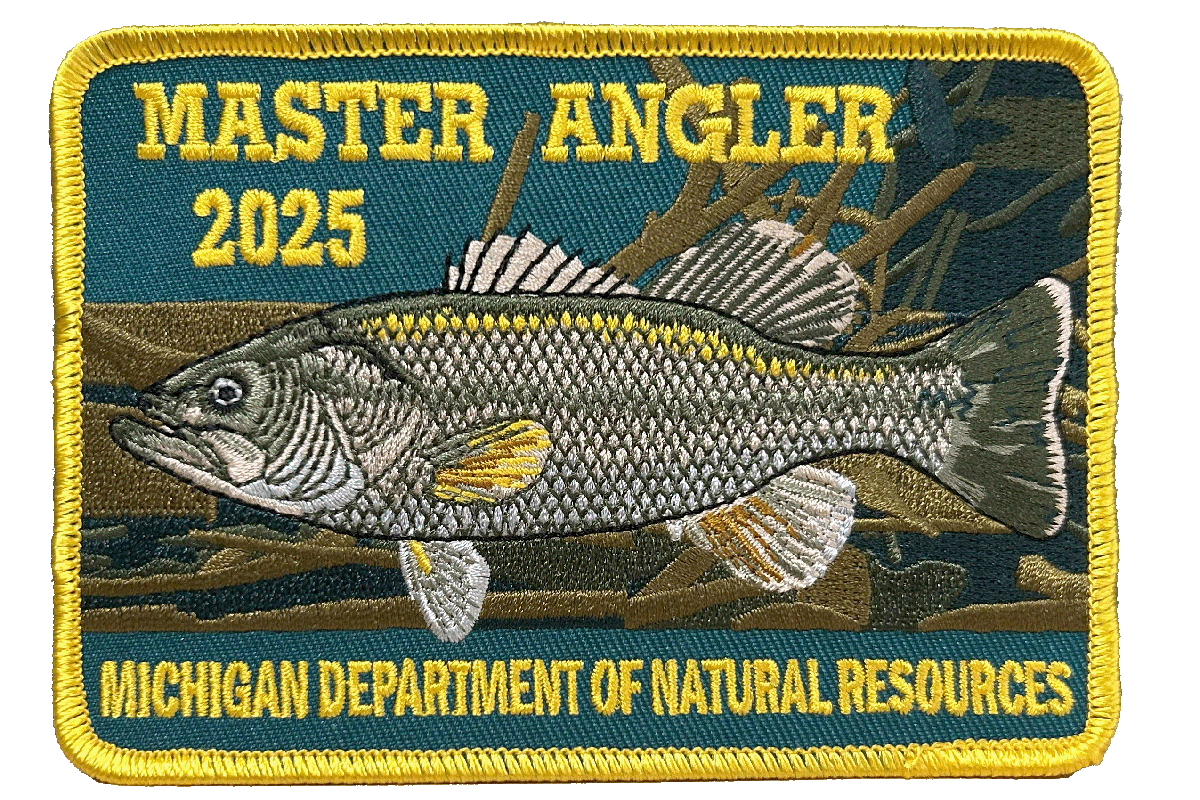 2025 Michigan DNR Master Angler patch featuring largemouth bass