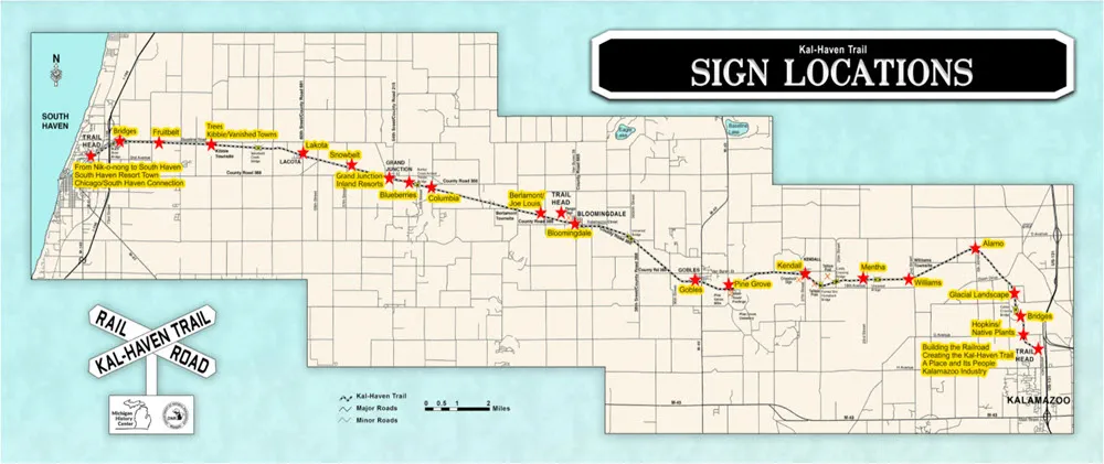 A map of Kal Haven Trail