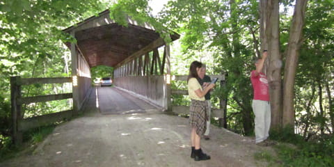 A covered bridge over the Black River