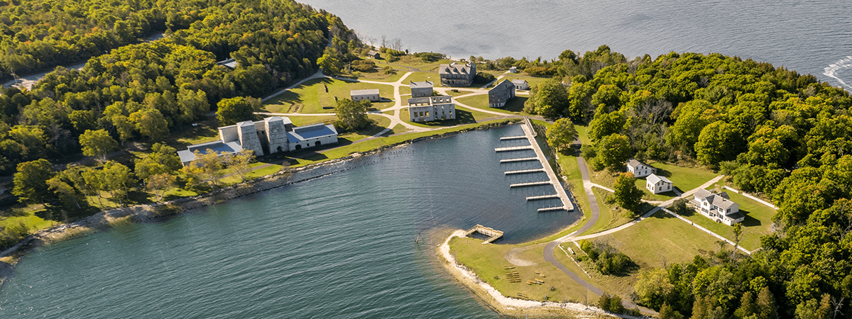 Aerial image of the expansive Fayette Historic Townsite.