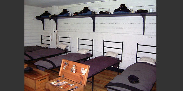 Barracks and footlockers at Fort Wilkins