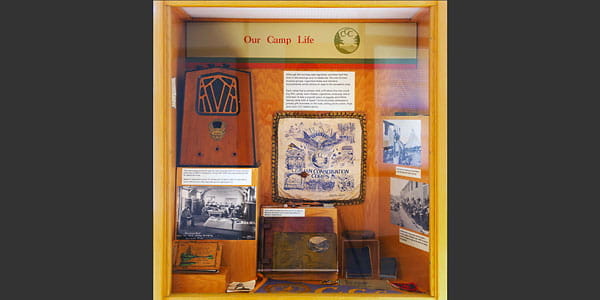 Personal mementos from former CCC members are displayed