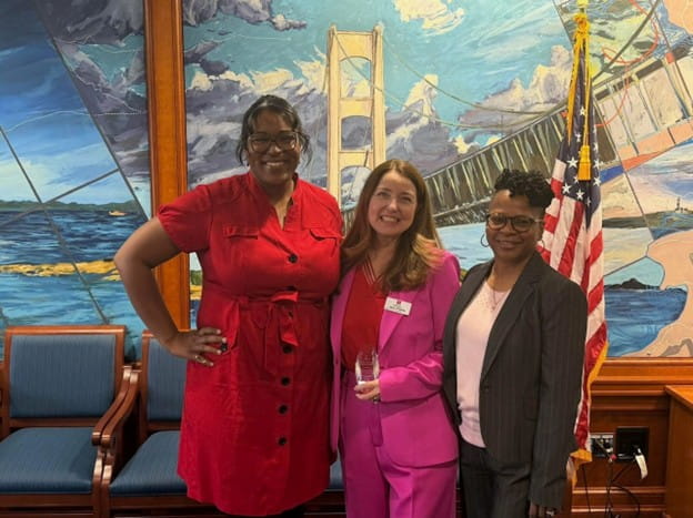 Shelly Benton (ACP), Jane Black O'Shea (Junior Leagues), and Karen Hall (ACP) at the Michigan Junior League State Public Affairs Committee's Day at the Capitol, March 25, 2026.