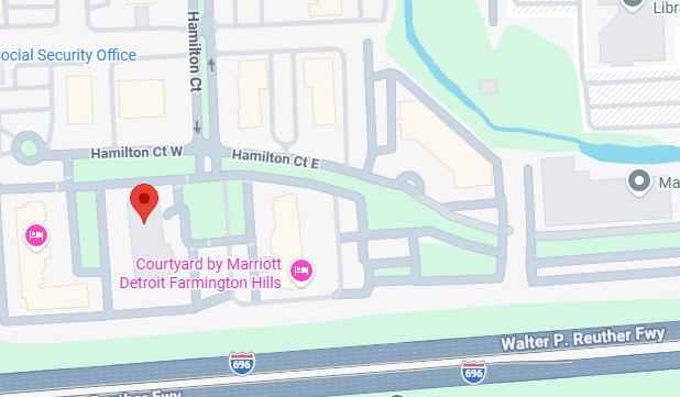 Map showing the location of the Holiday Inn