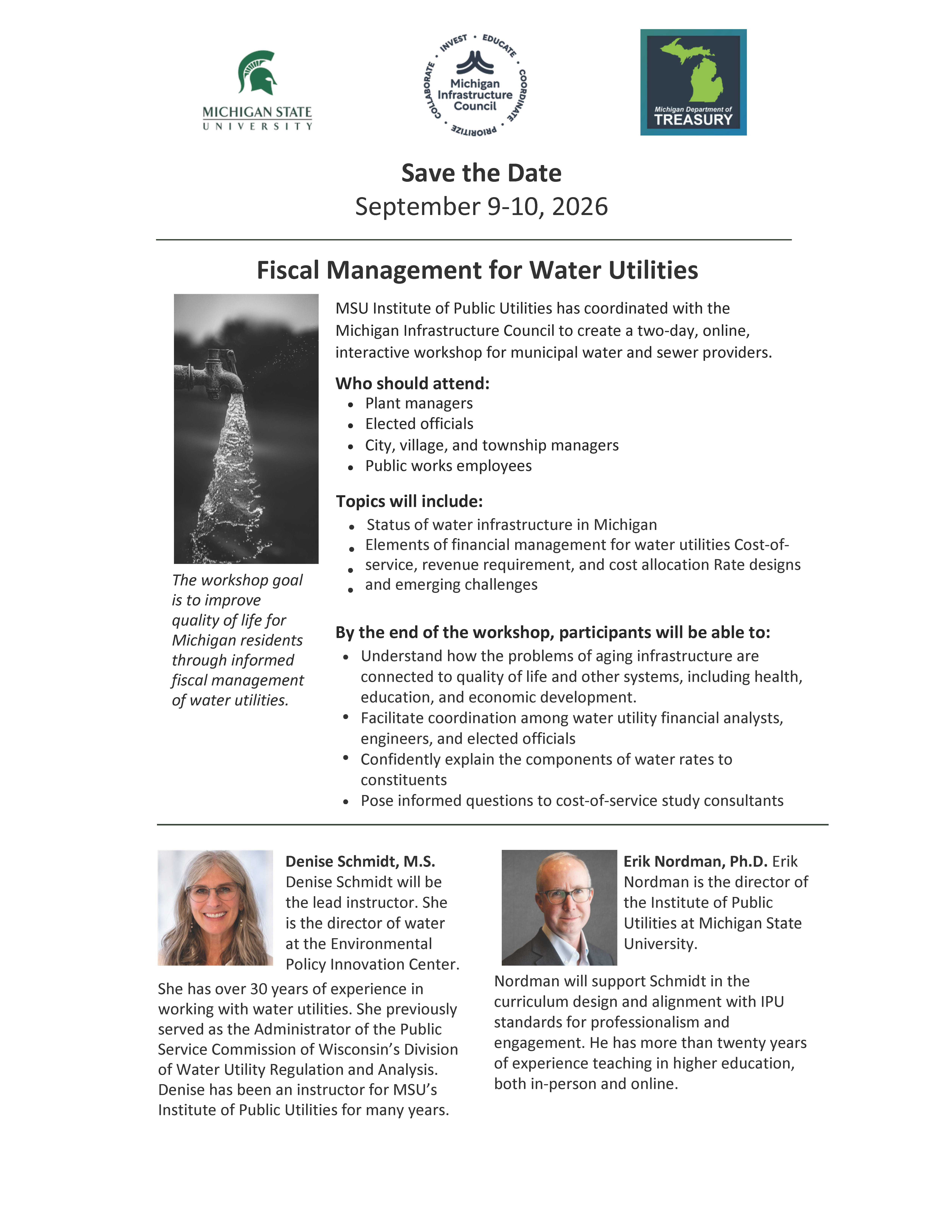 Flyer with information for the 2026 Introduction to ratemaking course