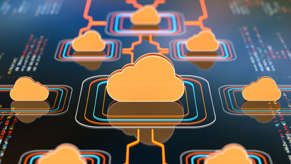 Abstract depiction of cloud data connecting