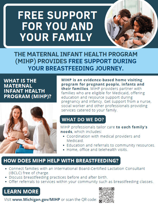 Photo of flyer promoting MIHP and breastfeeding support