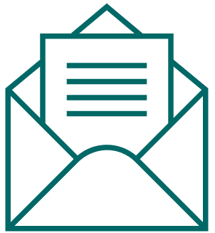 Icon of an open envelope with an open document showing inside the envelope.