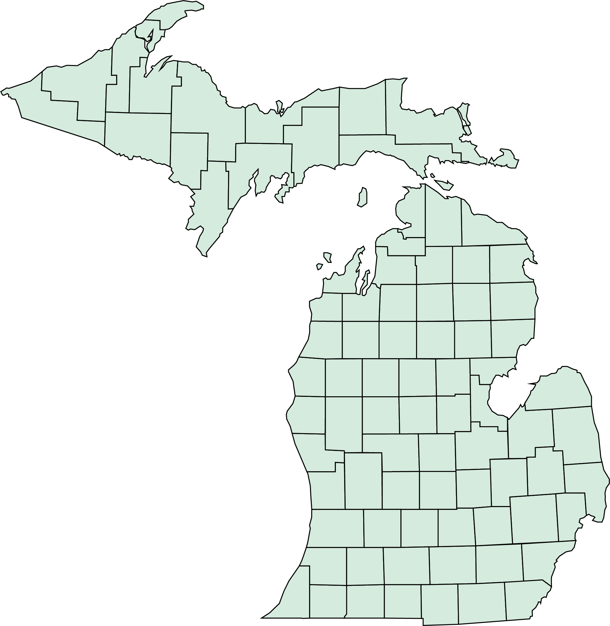 Michigan county map graphic