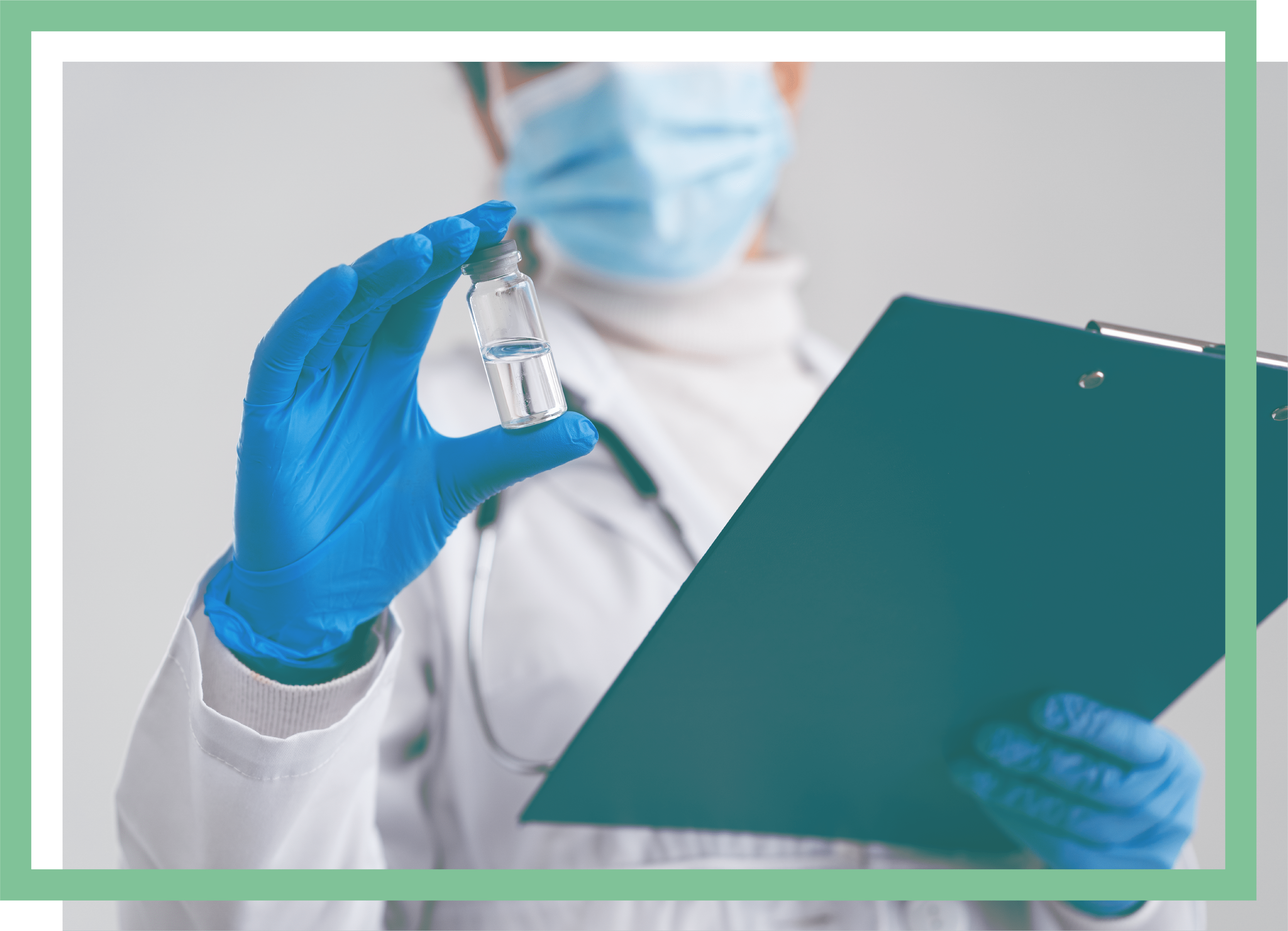 health professional holding chart and vaccine