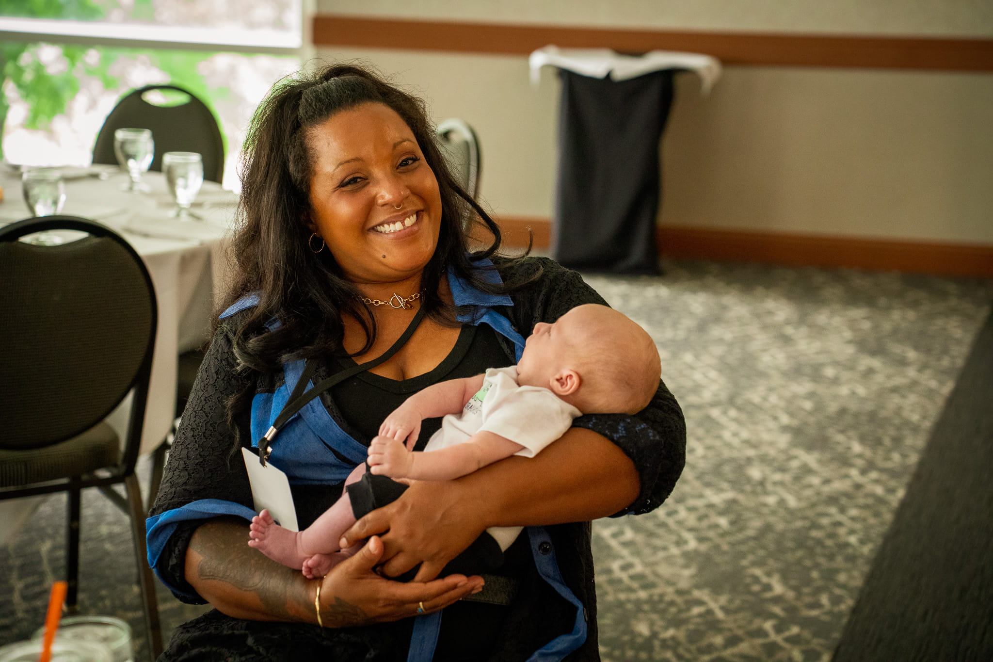 Woman holding baby