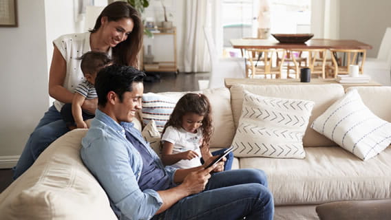 family with tablet