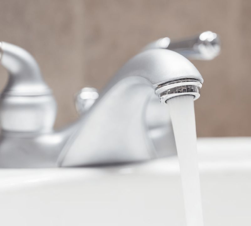 Bathroom faucet with water running