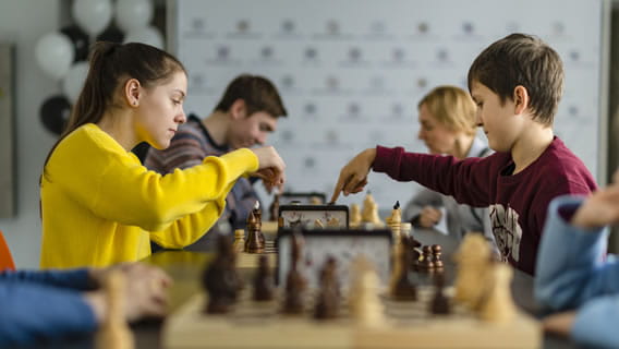 children playing chess