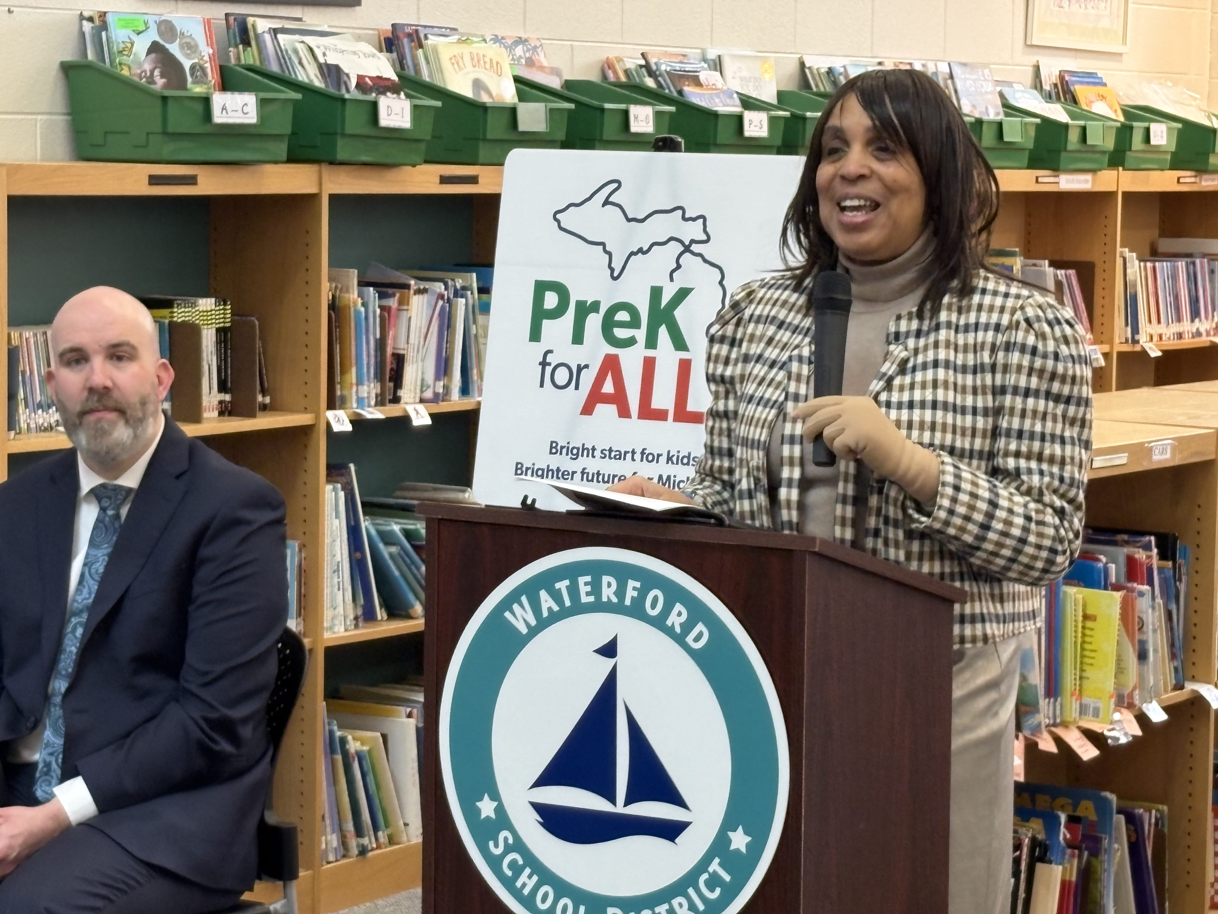 Dr. Beverly speaking at early literacy event
