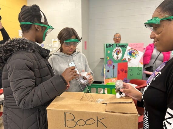 Students participate in NASA STEM challenge.