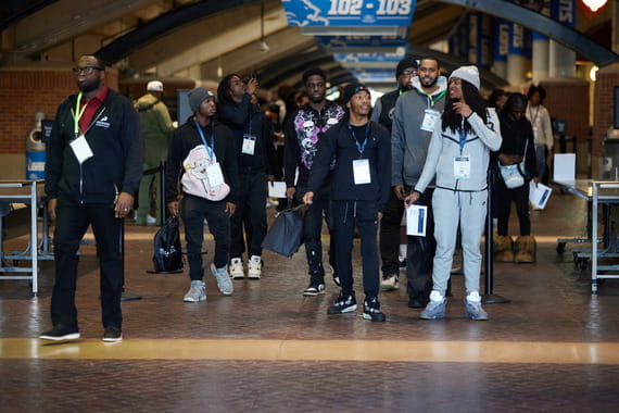 A group of students arrive to MI Kickoff ready for a day of exploration and connection.