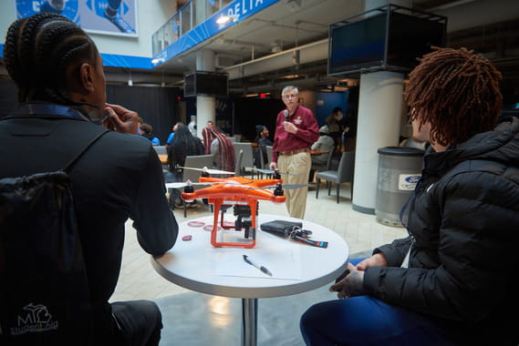 Students attended a hands-on breakout session hosted by the Central Michigan University Drone Lab.
