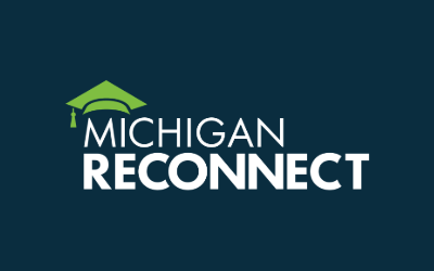White Reconnect logo on dark blue background