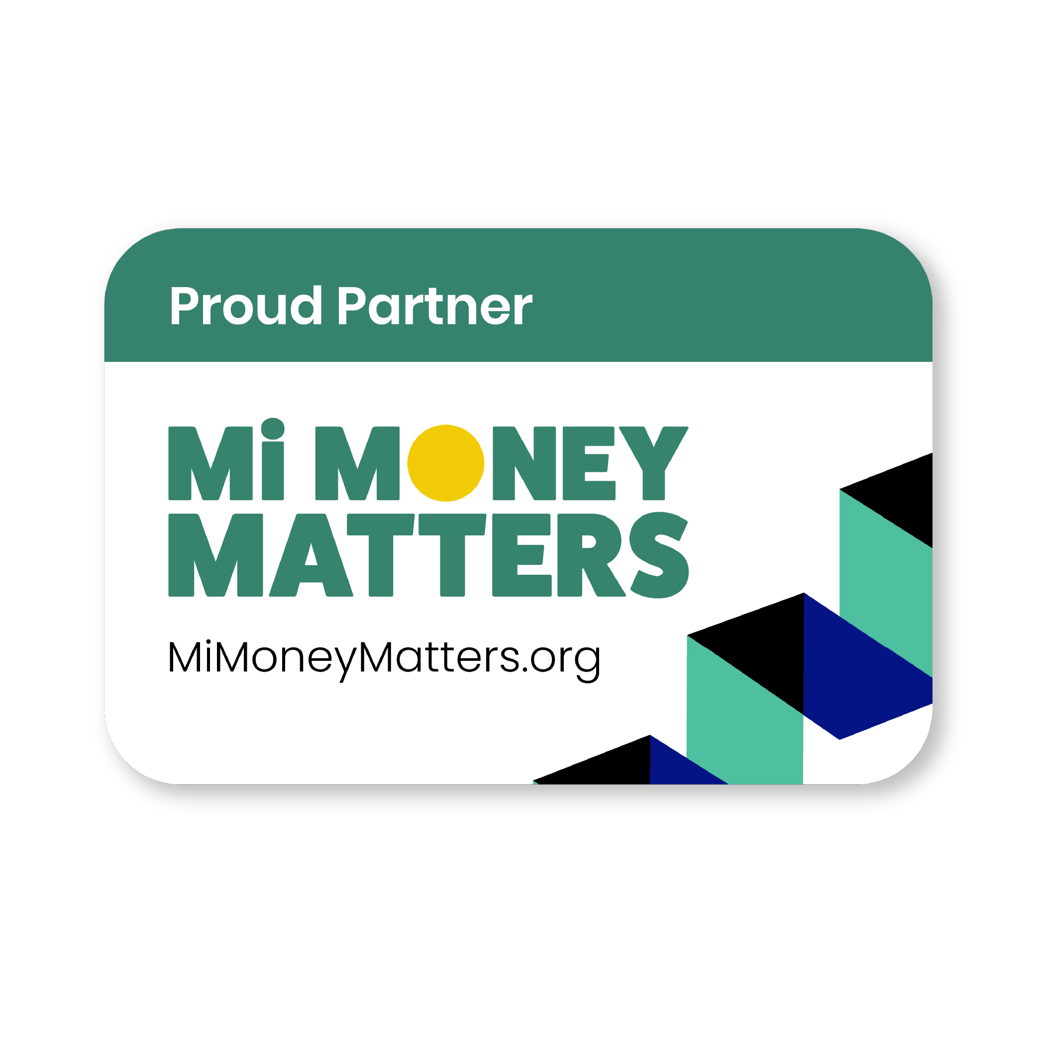 Graphic of the Mi Money Matters Partner badge, that partners can add to their website