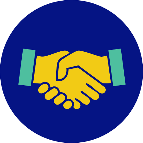 A colorful icon of a handshake