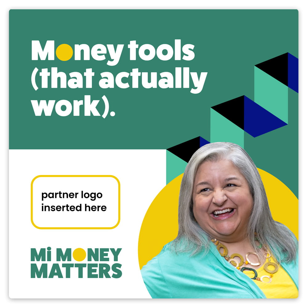 Graphic of a social post that says "Money tools (that actually work)."