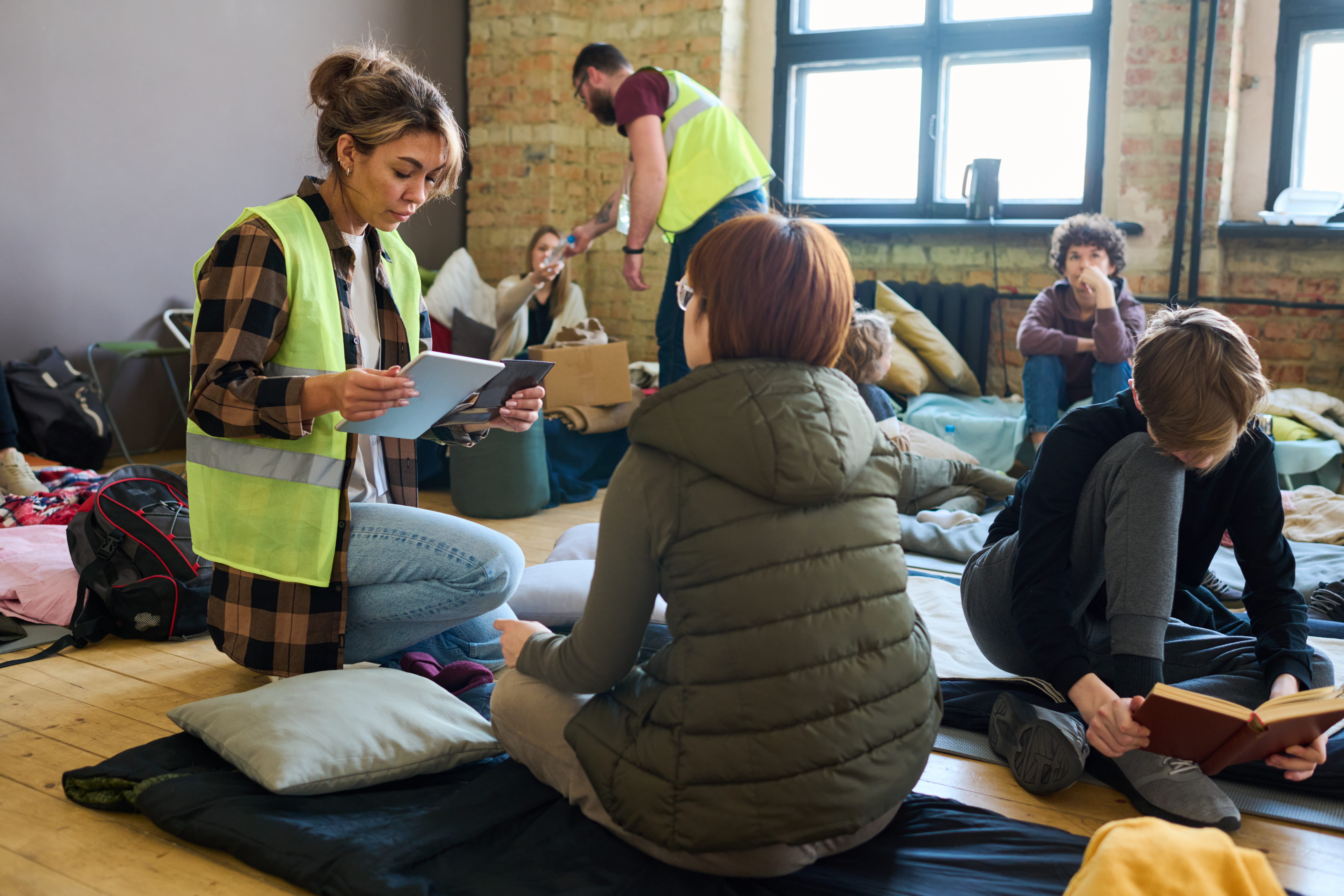 People in a shelter