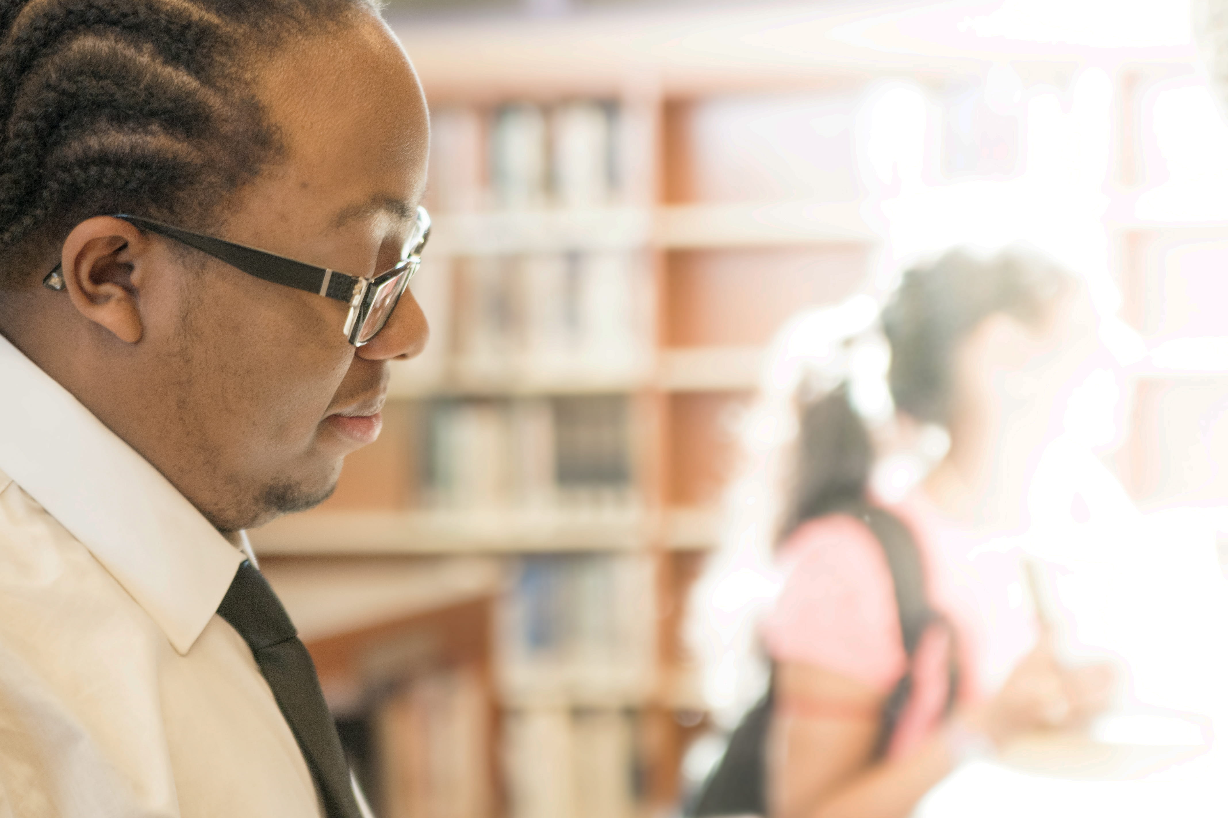 Side profile of student