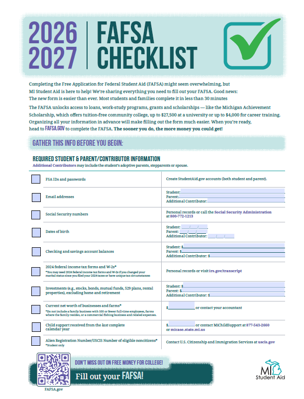 FAFSA Checklist Flyer Cover