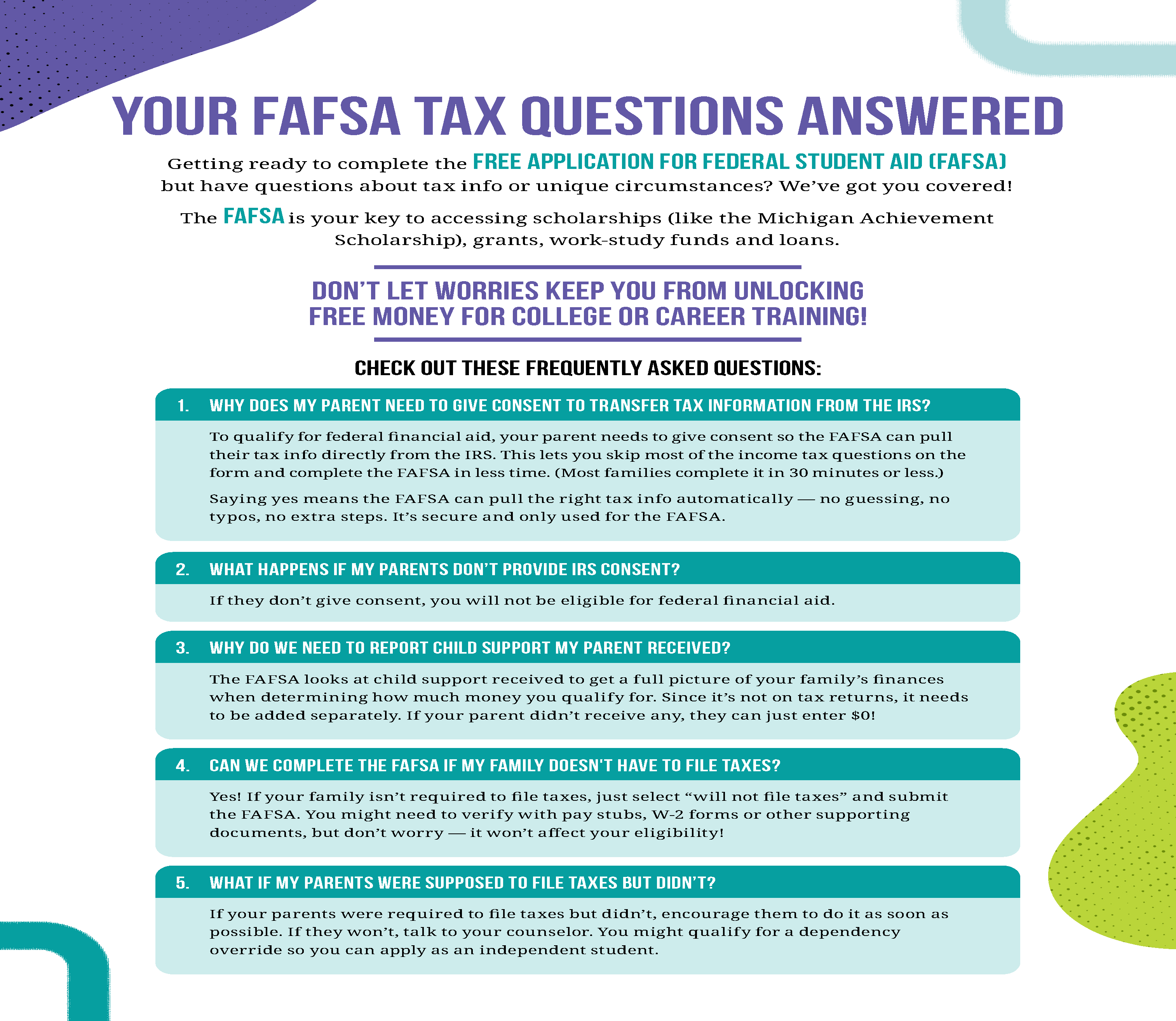 FAFSA Tax Info FAQ Flyer