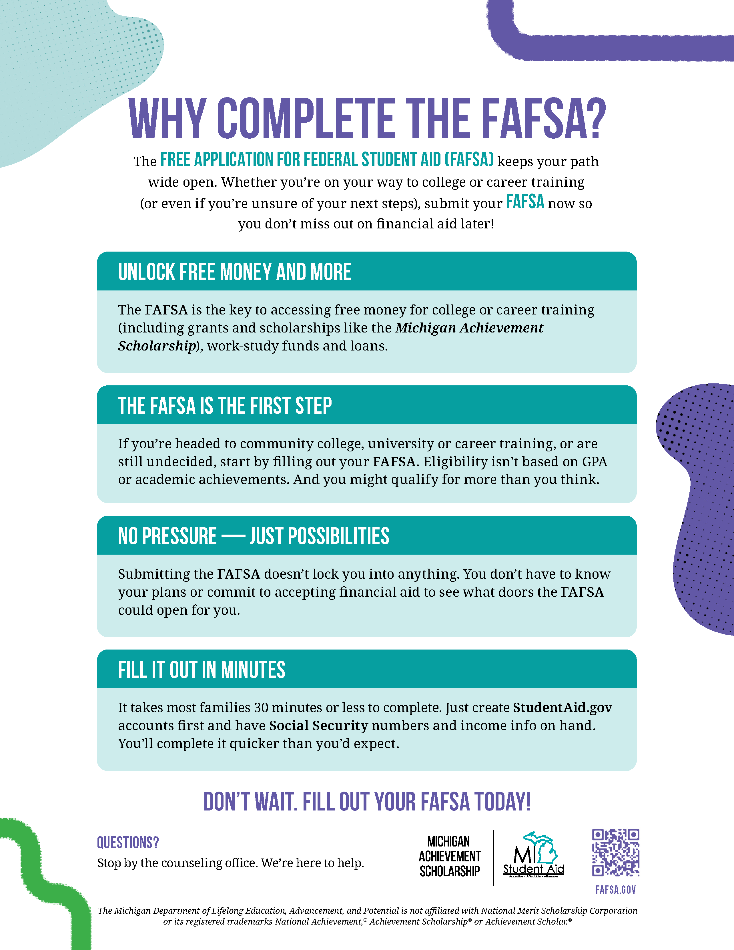 Why You Should Complete Your FAFSA Flyer