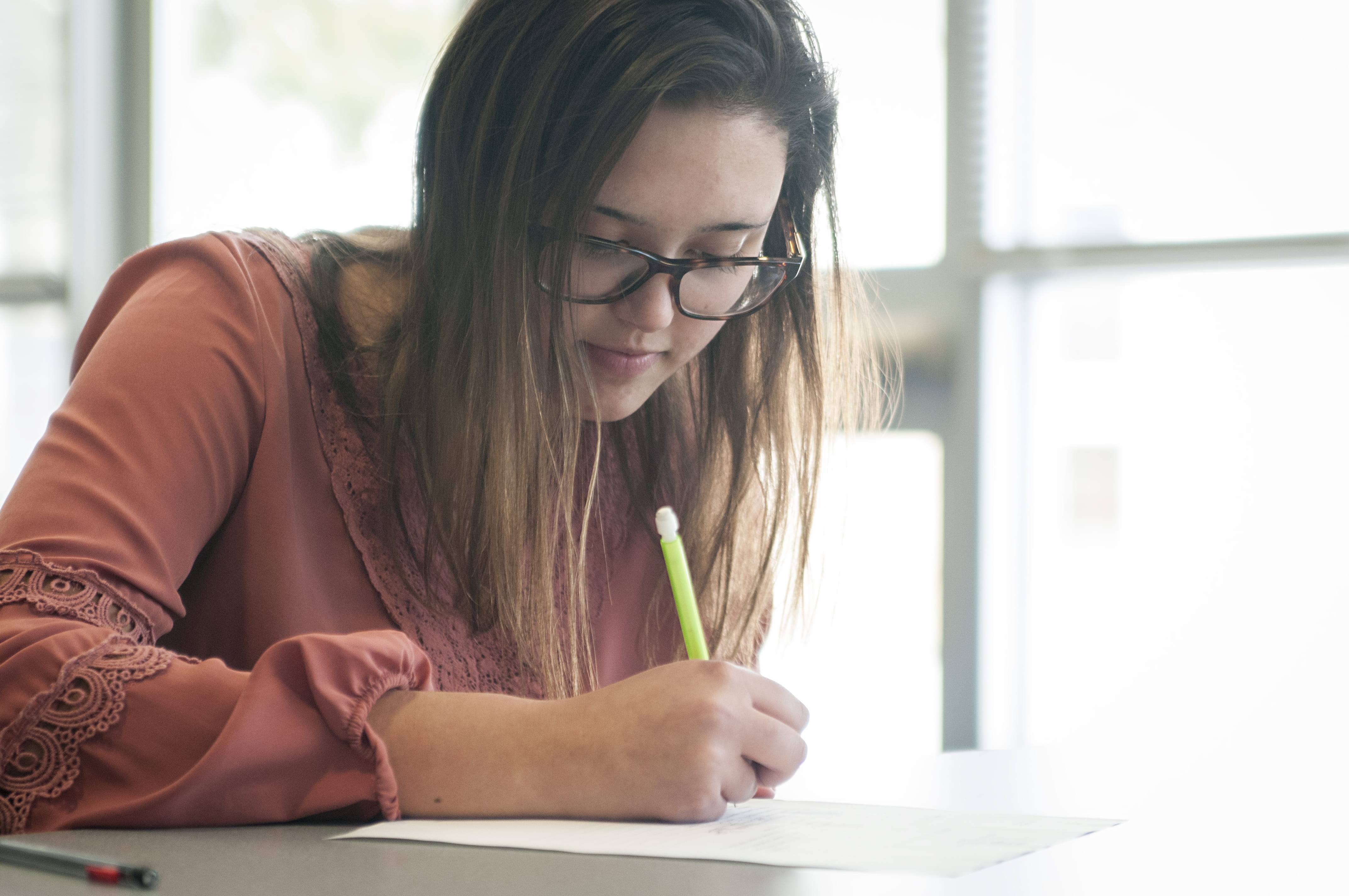 Student writing.