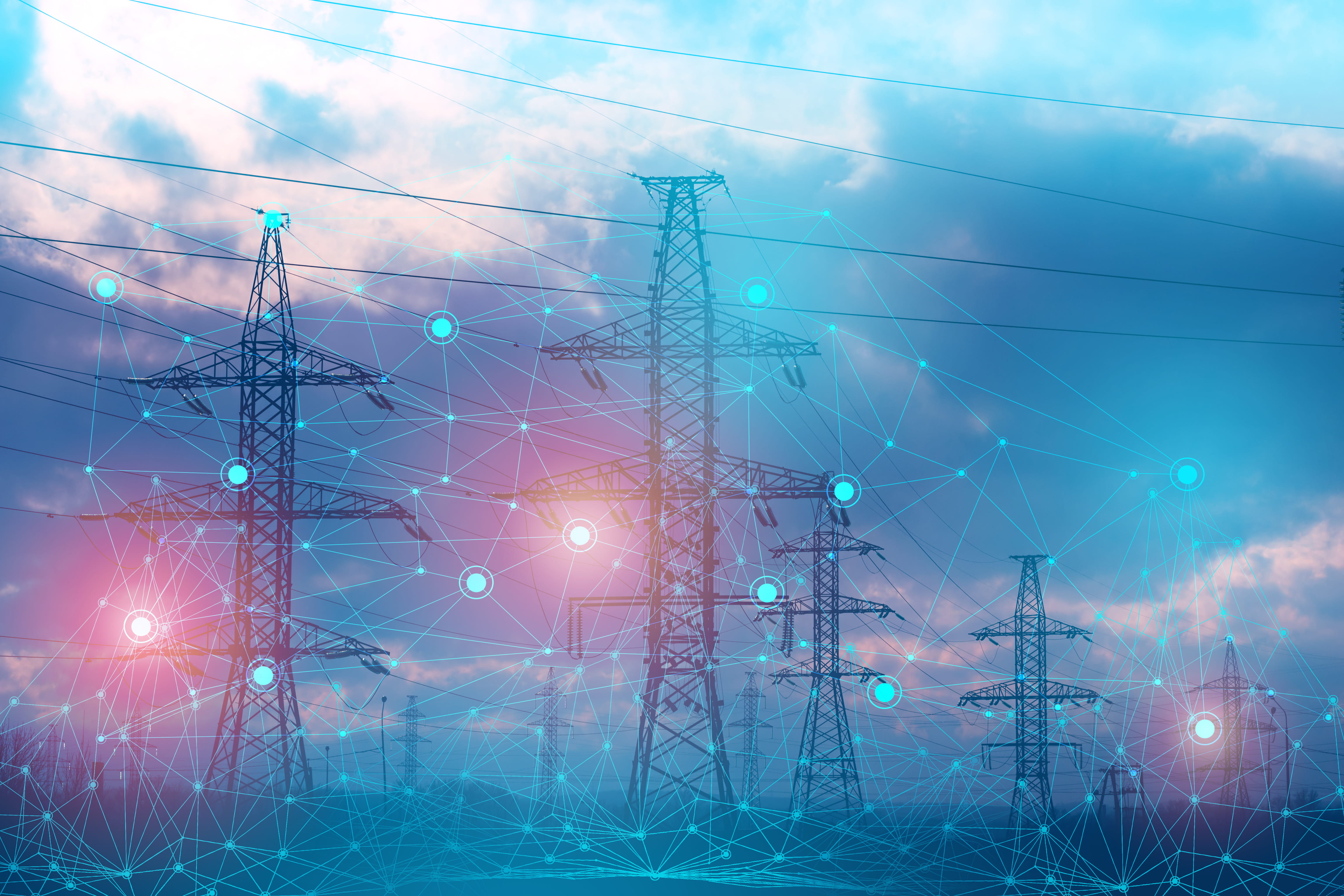 an abstract representation of solving problems using artificial intelligence to increase reliability and reduce losses and accidents during the transmission of electrical energy