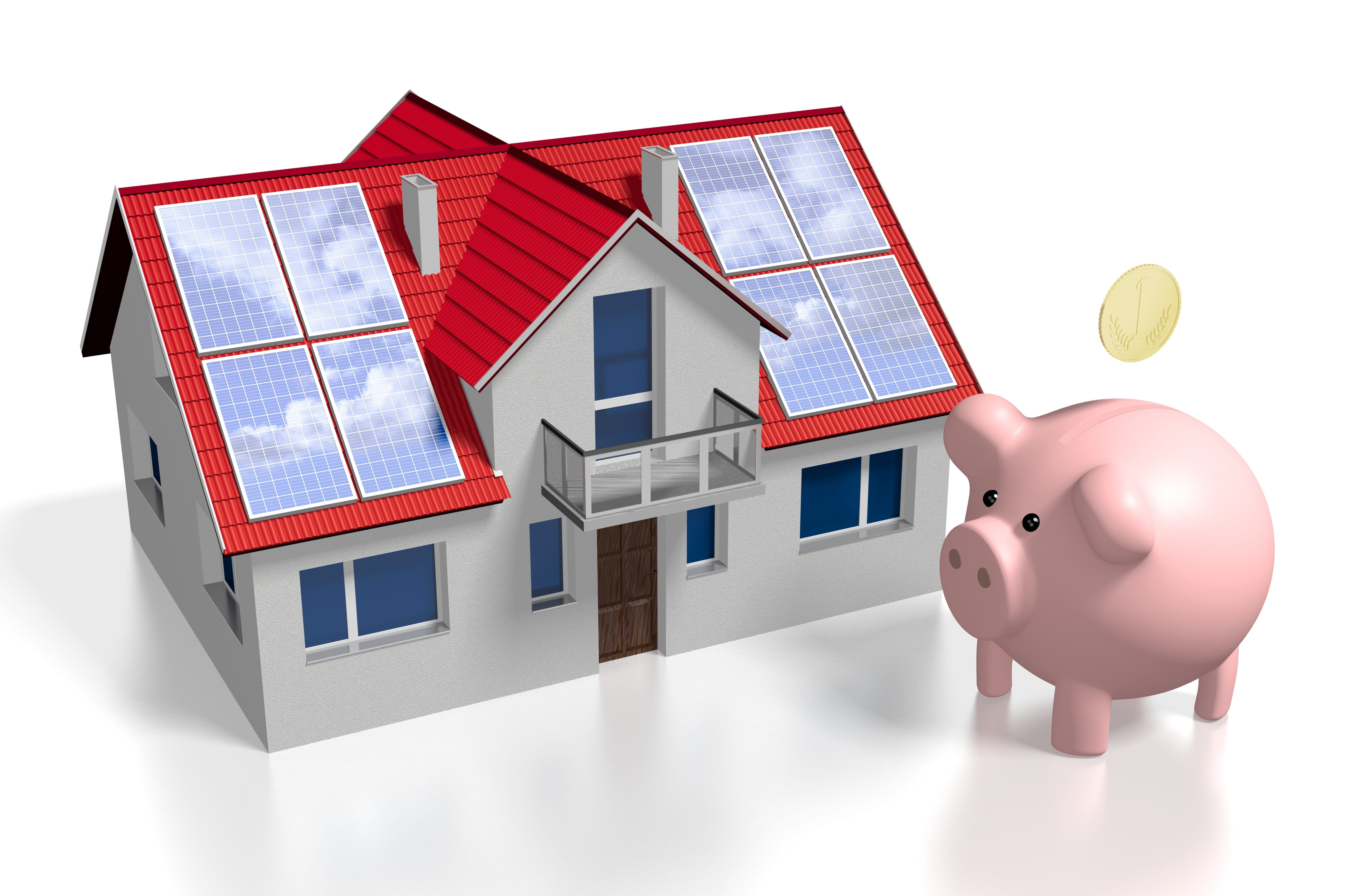 3D solar/ photovoltaic panels concept, house