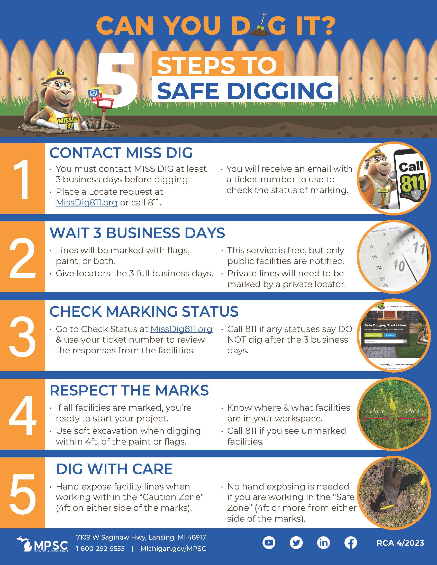 Miss Dig Graphic with Safety Tips