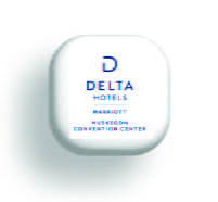 Lodging Button - 3-dimensional square with icon of Delta Hotels Logo - click for lodging information page