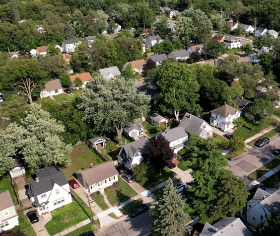 aerial view of a neighborhood