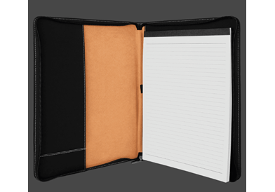V690 Leather Zippered Binder Open View