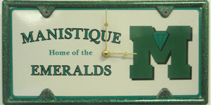 Manitisque Emeralds License Plate Clock