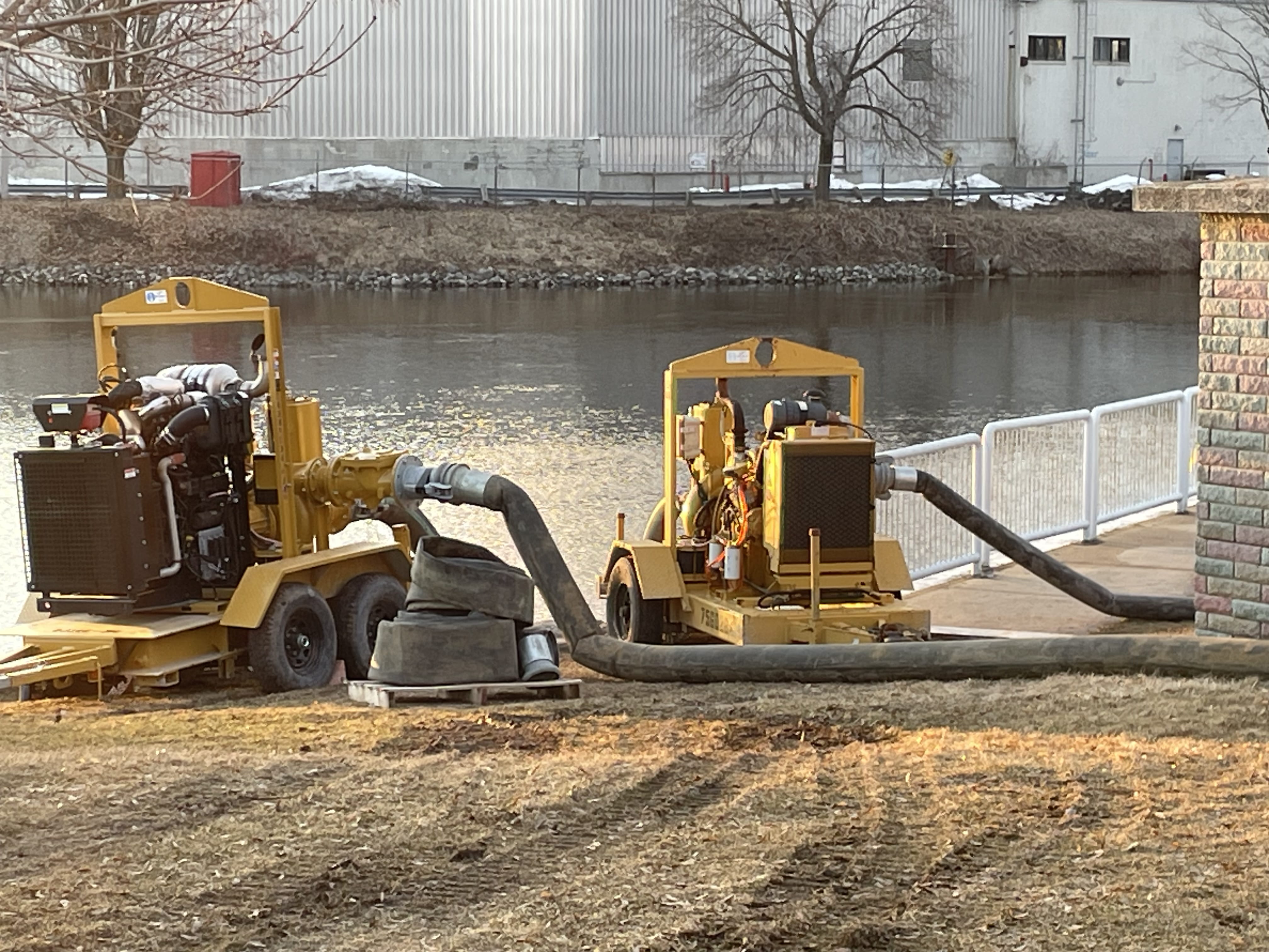 image of yellow pumps at Cheboygan Dam