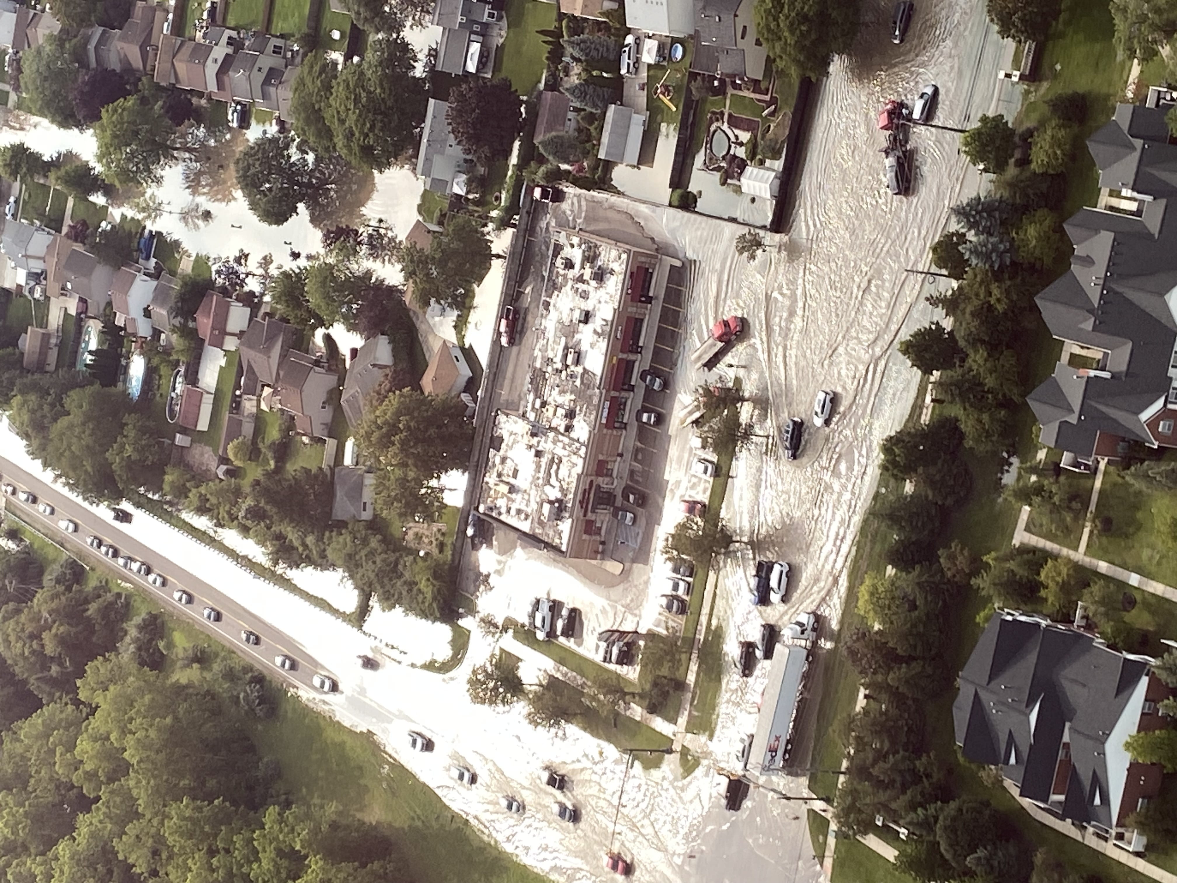 Aerial view of flooding