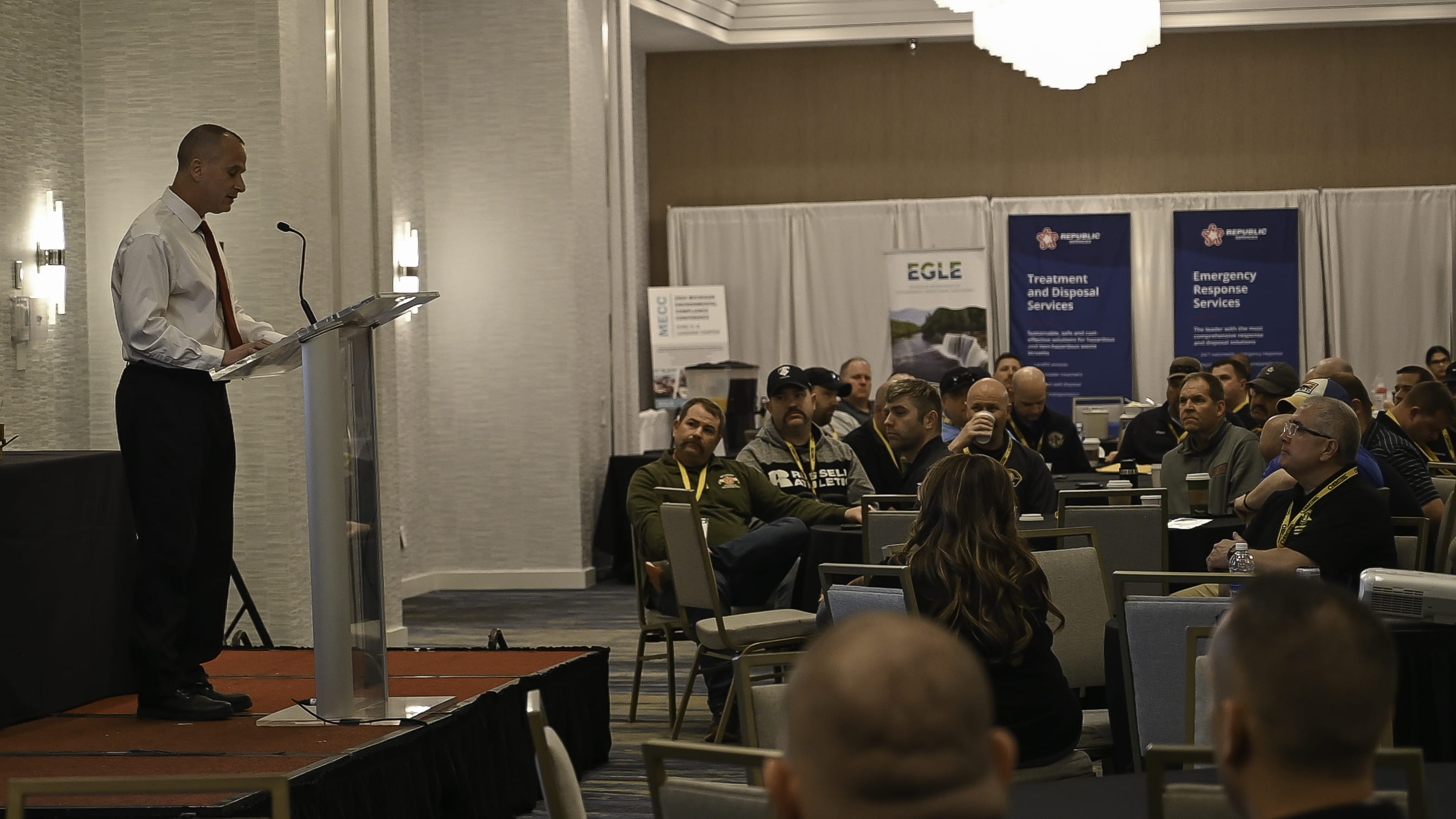 Captain Kevin Sweeney speaking the the Michigan Hazmat Responder conference.