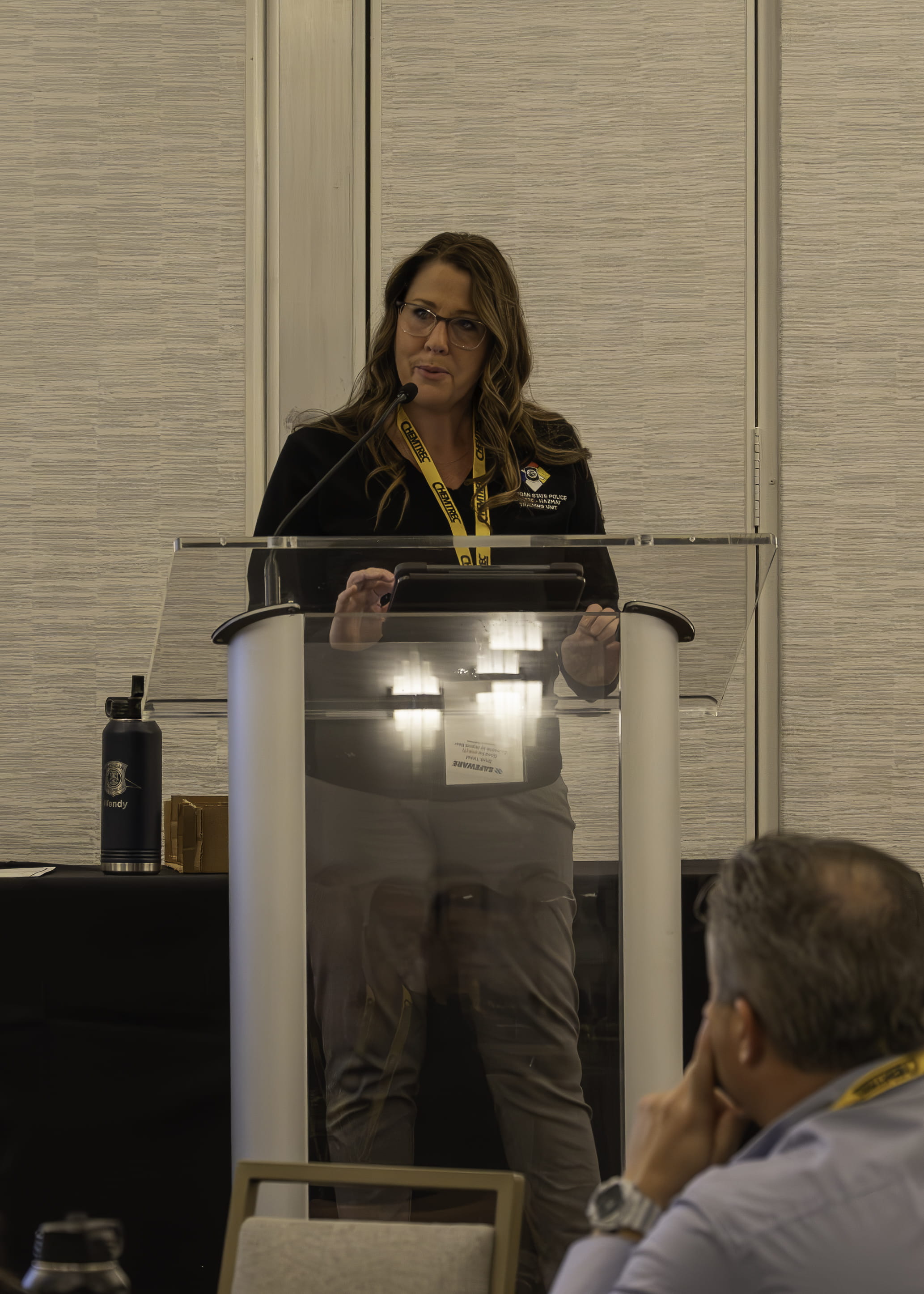 Wendy Galbreath speaking at the Michigan Hazmat Responder Conference.